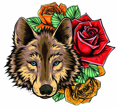 Vahşi Kurt 'un başı. Vektör Grafikleri illüstrasyonu