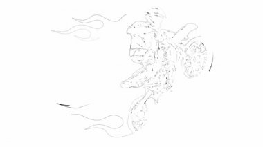 Motokros sürücüsü motorsiklet lazer animasyonuna biner