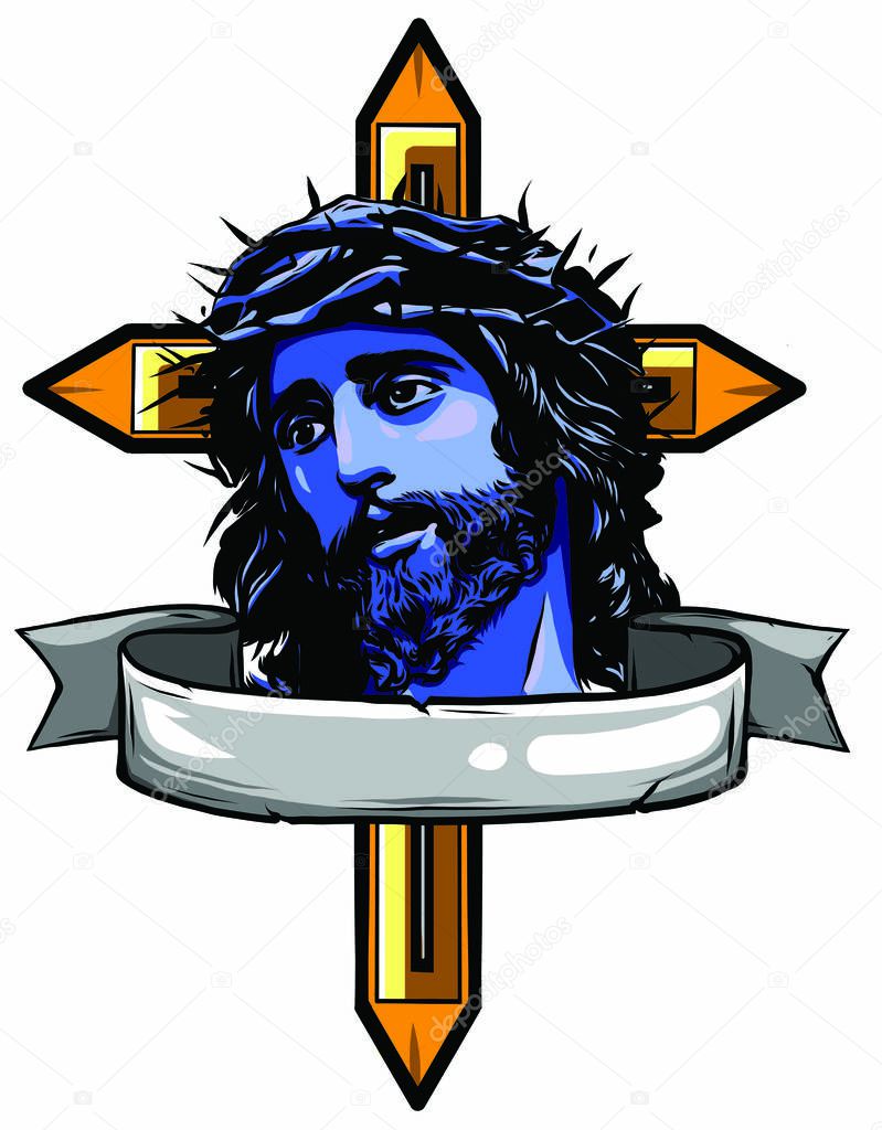Jesus Christ, the Son of God in a crown of thorns on his head, a symbol of Christianity