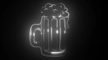 Duvarın arka planında neon ışıklı bar tabelası var. Bar, bar ya da restoran işleri için neon tasarım. El yapımı bira..