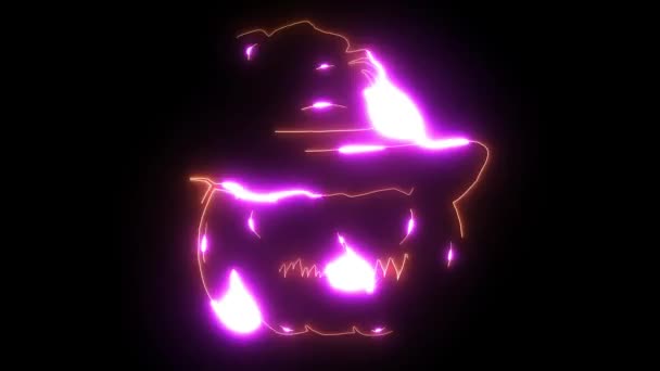 Pumpkin silhouette icon laser animation — Stock Video
