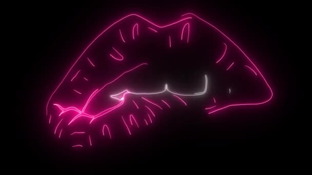 Retro neon dudak işareti. Sevgililer Günü için tasarım öğesi. — Stok video