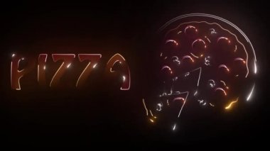 Pizza-Neon tabelası. Pizza - duvarda neon tabela, d