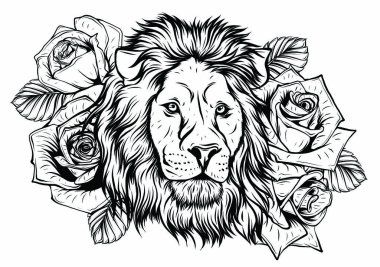 Aslan ve taç desenli nakış deseni. Siyah arkaplanda geleneksel halk modası süsü.