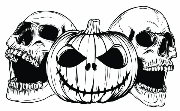 Halloween szörnyek koponya kölykök izolációs vektor kép — Stock Vector