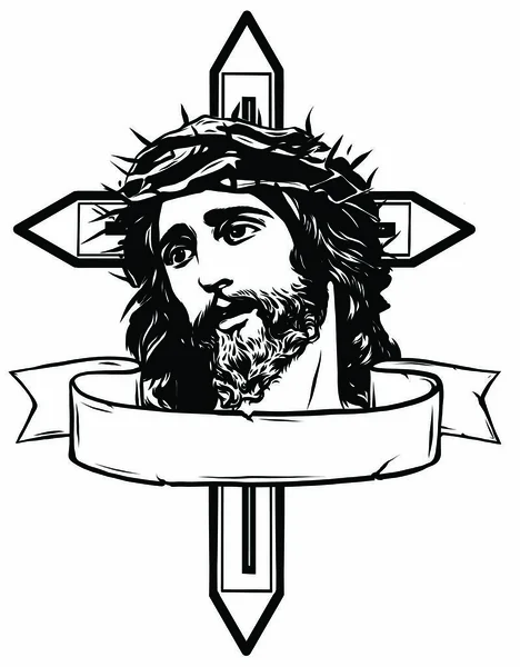 Illustrazione vettoriale di Gesù Cristo che porta la croce — Vettoriale Stock