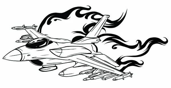 Vector Cartoon Fighter Plane. Aeronaves de combate multifunções de asa variável com motor duplo . — Vetor de Stock