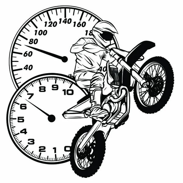 Motokros jezdec jízda motokros kolo vektorové ilustrace — Stockový vektor
