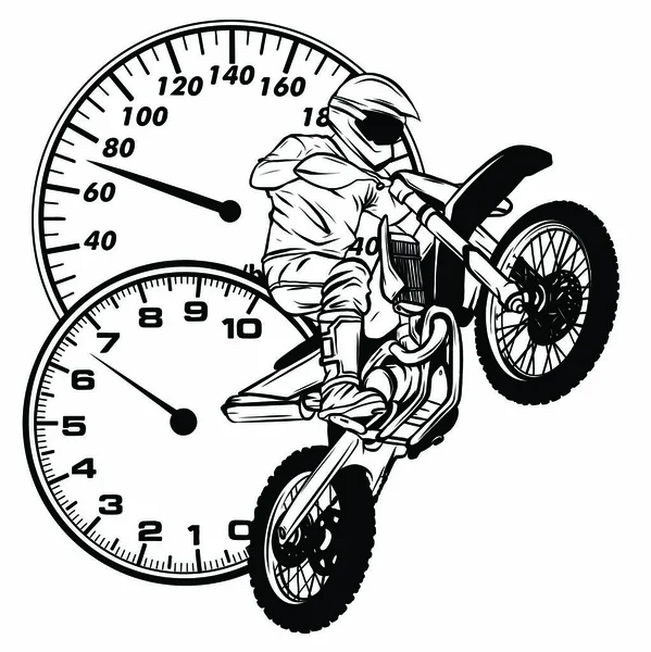 Motokros sürücüsü motosiklet vektör illüstrasyonuna biner
