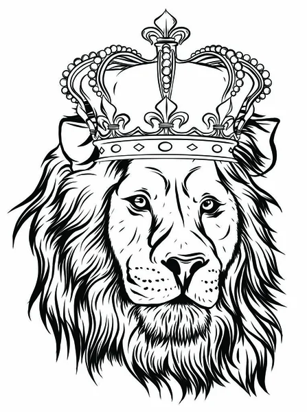Vektorillustration Lejonkungen, huvudet av ett lejon i kronan, på en vit bakgrund. — Stock vektor