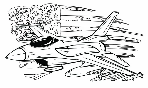 Vector Cartoon Fighter Plane. Aviones de combate multifunción de ala de barrido variable de doble motor . — Vector de stock