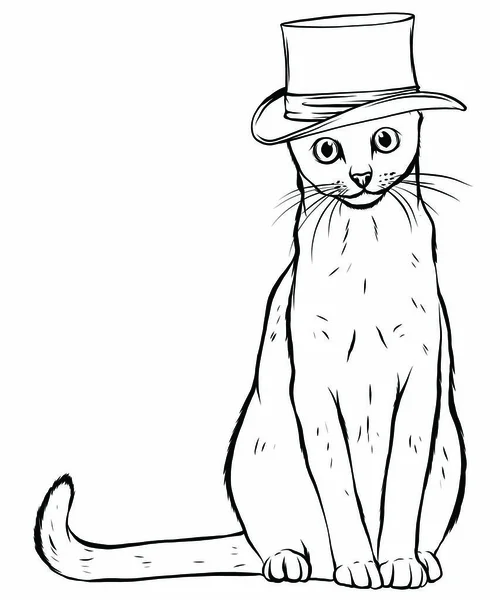 Wektor zwierzę, portret kota w wysokim kapeluszu — Wektor stockowy