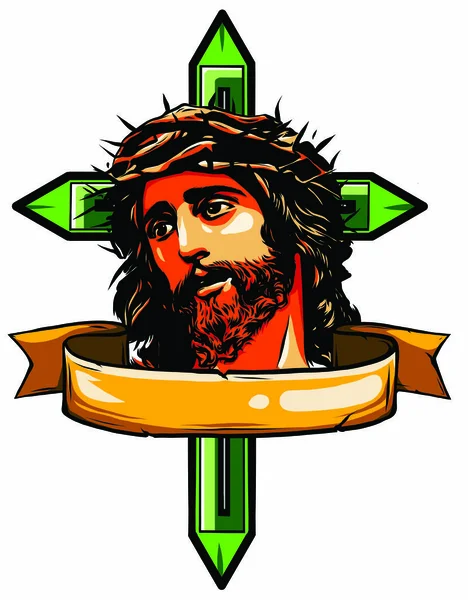 Vectorillustratie van Jezus Christus uitvoering van grensoverschrijdende — Stockvector