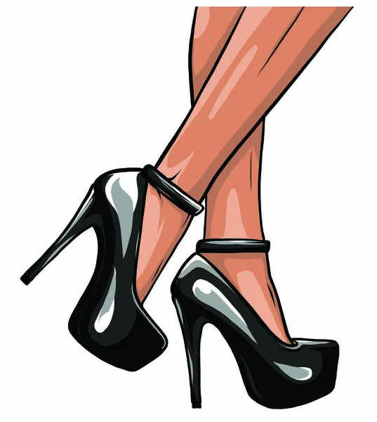 Sexy piernas con negro tacones altos vector ilustración — Archivo Imágenes Vectoriales