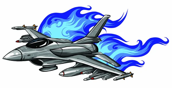 Vector Cartoon Fighter Plane. Zweimotorige, variable Tragflächen-Mehrzweck-Kampfflugzeuge. — Stockvektor