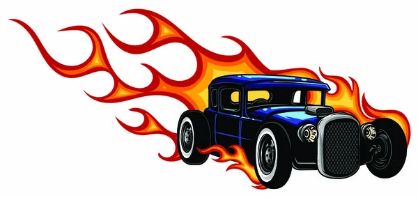 Vintage αυτοκίνητο, hot rod γκαράζ, hotrods αυτοκίνητο, παλιό σχολικό αυτοκίνητο, — Διανυσματικό Αρχείο