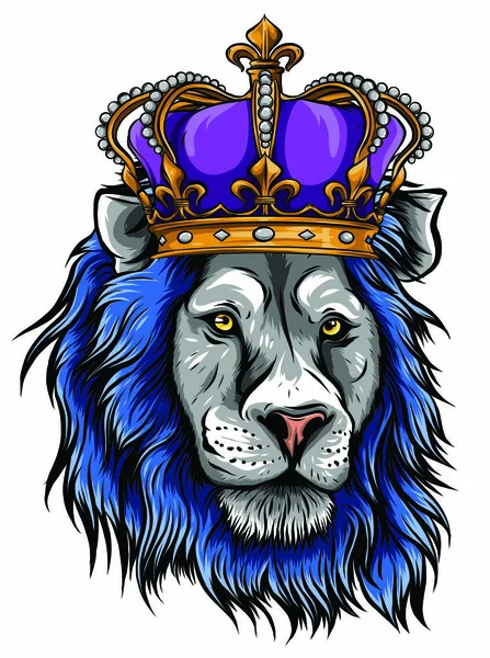 Vektorové ilustrace Lvího krále, hlava lva v koruně, na bílém pozadí. — Stockový vektor