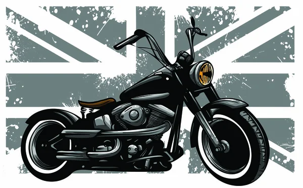 Britische Flagge mit Motorradtypografie, Illustration, Vektoren — Stockvektor