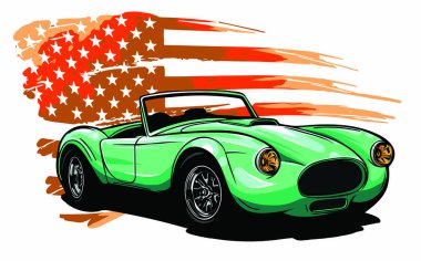 Bir Amerikan kas arabasının vektör grafik tasarımı çizimi