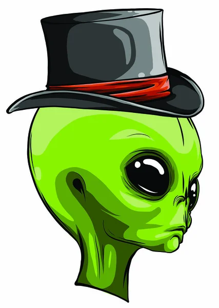 Cabeza alienígena vaquero sombrero vector logotipo ilustración — Archivo Imágenes Vectoriales