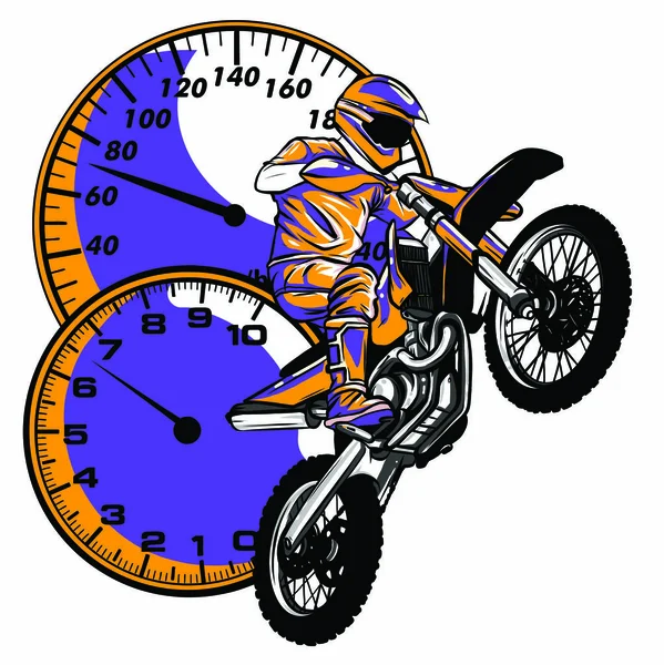 Motorrijder, abstract vectorsilhouet. Motorraces op de weg — Stockvector