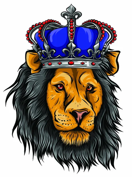 Illustrazione del leone del re di colore vettoriale su sfondo bianco — Vettoriale Stock