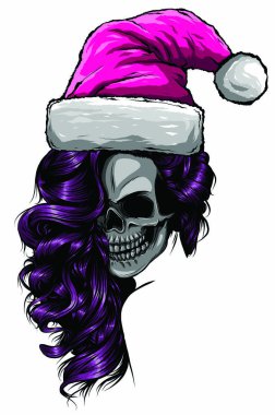 kafatası Noel Baba şapka vektör çizimi