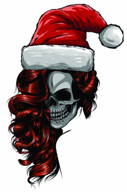 Kötü Noel Baba 'nın Kafatası kadın vektör illüstrasyonu