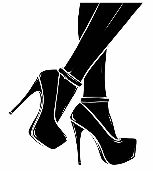 Ilustración vectorial que representa las piernas de una mujer en tacones altos — Archivo Imágenes Vectoriales