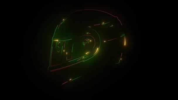 Modrá přilba zářící neon ui ux ikona. Logo zářící značky — Stock video