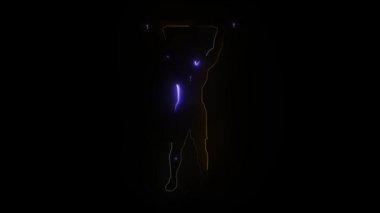 Halter, sopa, ağırlık, çapraz çubuk neon ikonu olan adam .