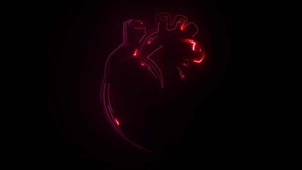 Heart Beat neon icoon. Elementen van Medecine set. — Stockvideo