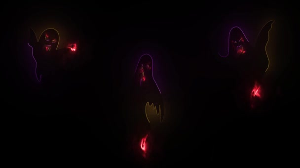 Conjunto de fantasmas de Halloween para el diseño aislado en el fondo, tales logotipos . — Vídeo de stock