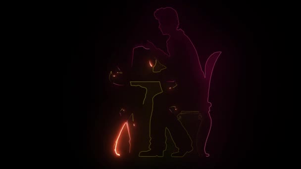 一对夫妇在餐馆的霓虹灯系列 — 图库视频影像