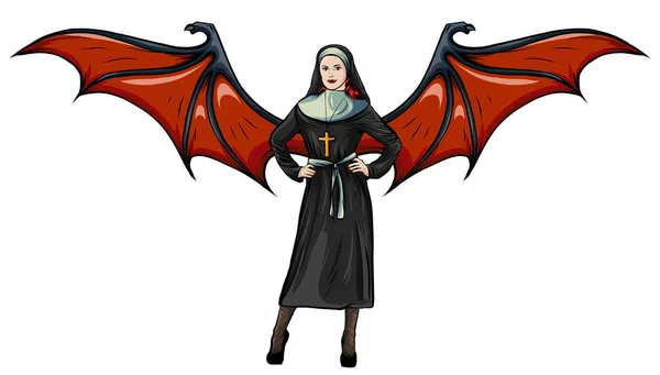 Nun nurse female possessed by the demon — Stockvektor