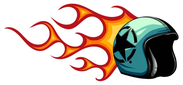 Vector motorcycle helmet open face with flames vector — Stok Vektör