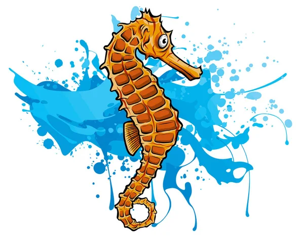 A Seahorse. Vector illustration without Mesh tool. — 스톡 벡터