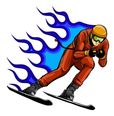 Snowboarder crow on fire vector illustration design