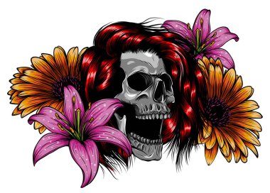 Girl With Sugar Skull Day of the Dead vector