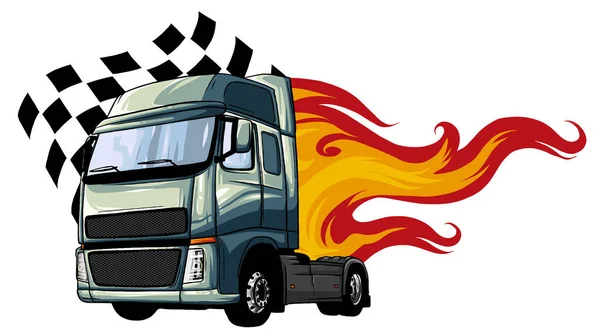 Vector Cartoon Semi Truck. desenho da ilustração vetorial — Vetor de Stock