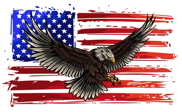 American eagle with USA flags vector illustration — Stockvektor