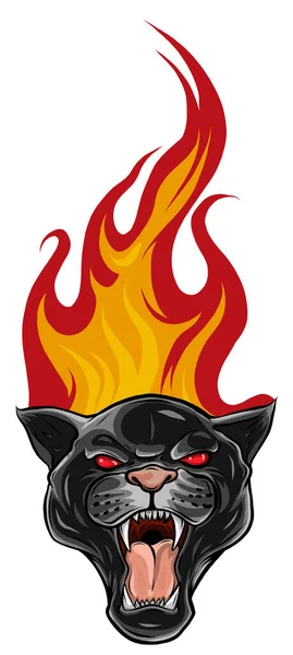 Black Panther Tetování Design, s plameny vektor — Stockový vektor