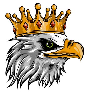 Kartalların Vektör logosu kraliçesi. Arka planda şirin taç desenli kartal.
