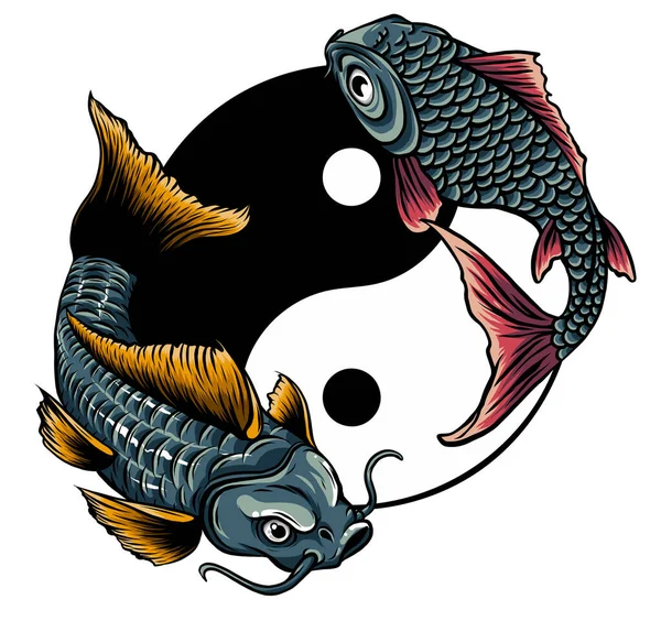 Yin Yang Koi Fisch Vektor Illustration Kunst — Stockvektor