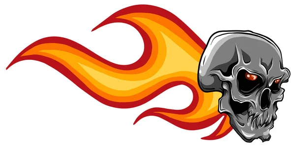 Koponya a tűz a lángok illusztráció fehér háttér — Stock Vector