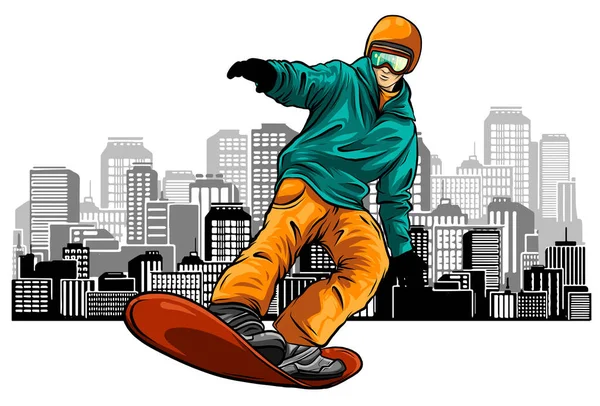 Saltando snowboarder. Signo vectorial de identidad de marca logotipo corporativo. ilustración — Vector de stock