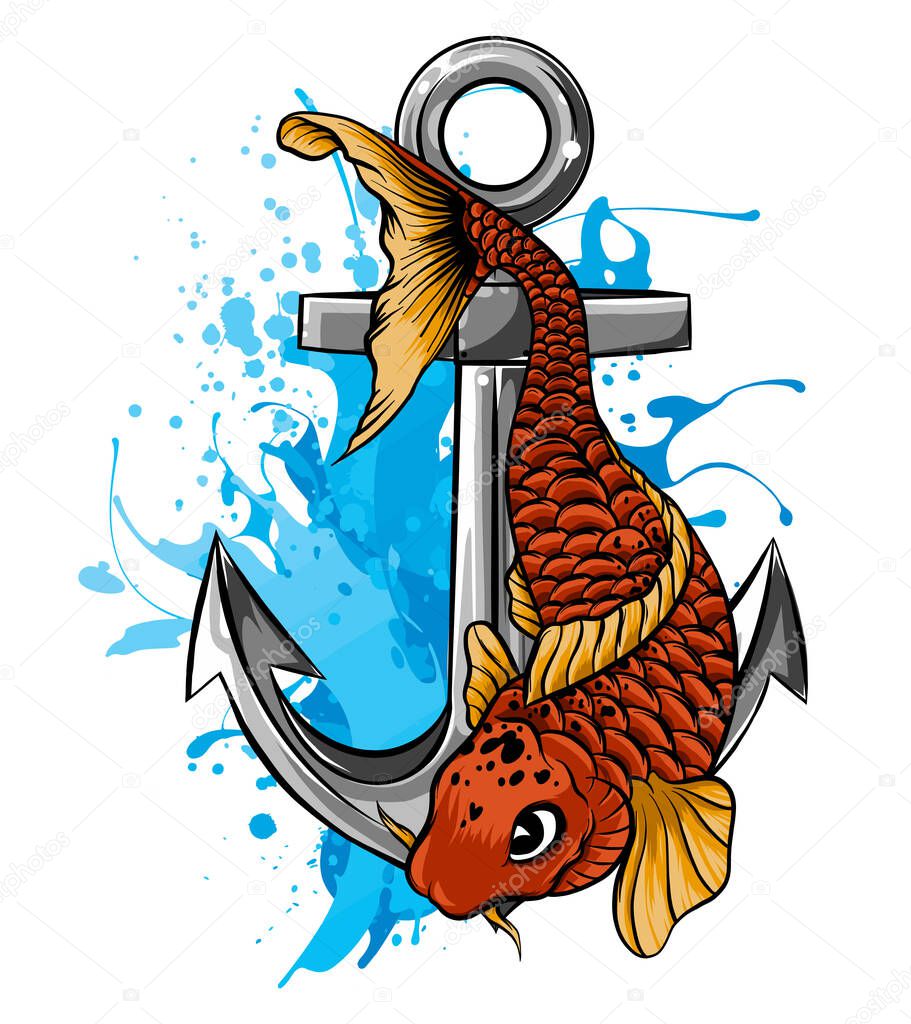 Vector - Gold Fish, Carassius Auratus, Fresh Water Aquarium Fish