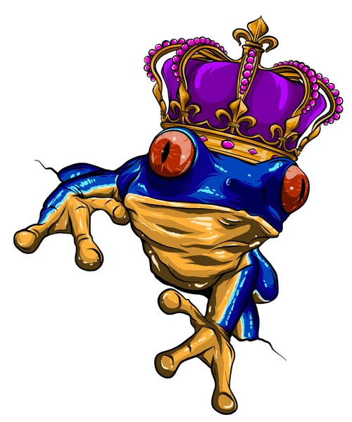 Карикатура на лягушку в короне. вектор — стоковый вектор