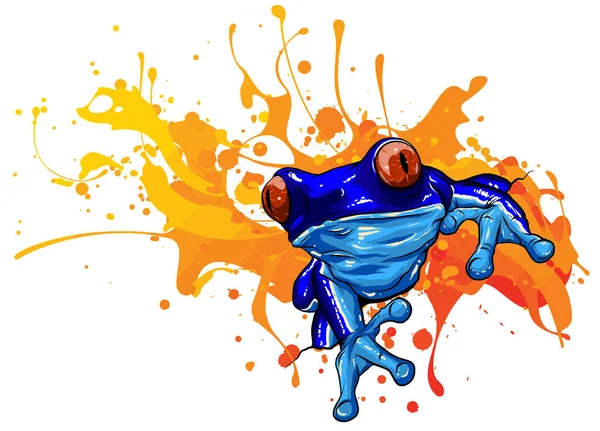 Vector illustration tropical red eyed tree frog — Stok Vektör