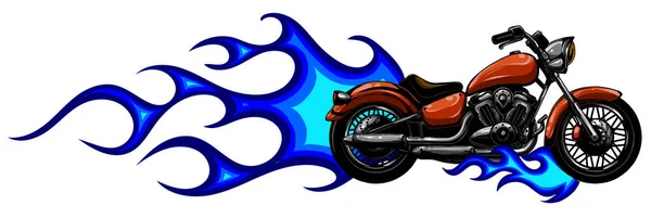 Moto avec feu et flammes illustration vectorielle — Image vectorielle